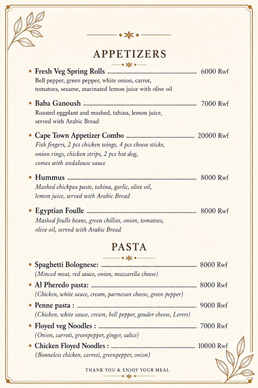 Restaurant Menu 2